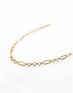 waterproof stainless steel mixed link necklace in gold tone