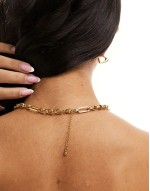 waterproof stainless steel mixed link necklace in gold tone