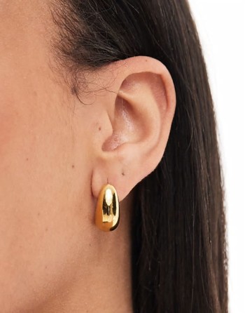 waterproof stainless steel stud half hoop earrings in gold tone