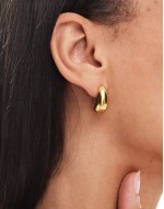 waterproof stainless steel stud half hoop earrings in gold tone
