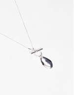silver plated necklace with T-bar and molten pendant