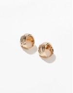 hoop earrings with fan ridge detail in gold tone