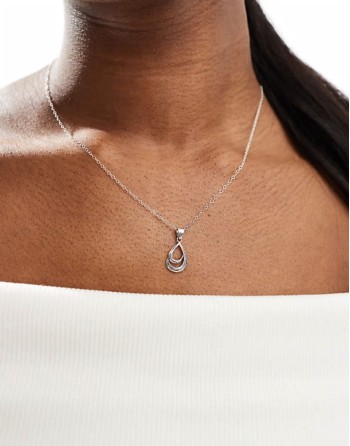 double teardrop necklace in sterling silver