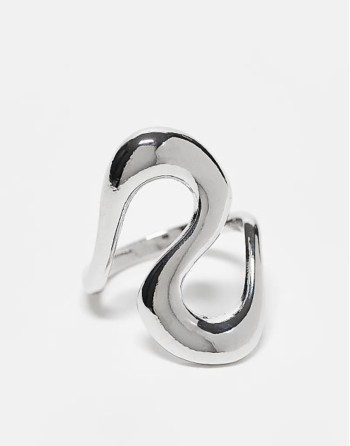 unisex curve ring in silver