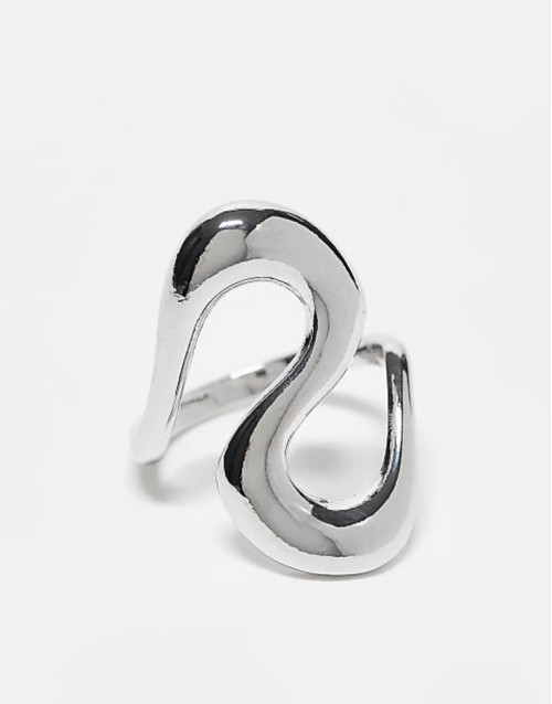unisex curve ring in silver