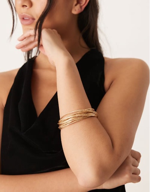slinky bangle pack in gold