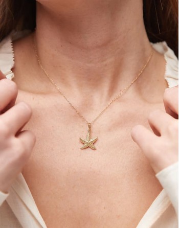 18ct gold vermeil starfish charm pendant necklace