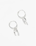 hoop earrings with horseshoe charm in sterling silver