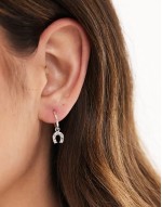hoop earrings with horseshoe charm in sterling silver