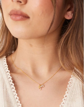 charm cluster necklace in 18k gold plated