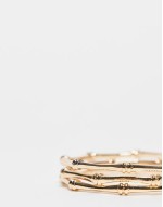 pack of 3 bangle bracelets with bamboo detail in gold tone