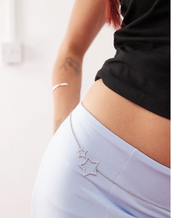 lucky star galactica waist chain in 18k platinum plated