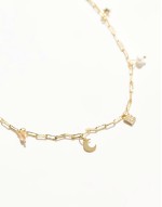 Z gold plated celestial E inital charm necklace in gold