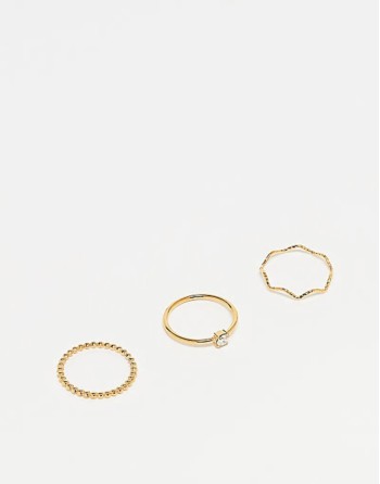 Z stainless steel gold plated thin ring 3 pack in gold