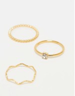 Z stainless steel gold plated thin ring 3 pack in gold