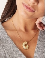 embellished bubble initial C necklace in gold