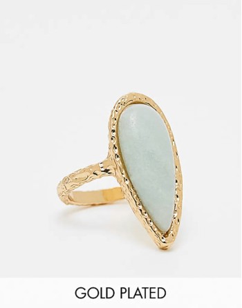 Curve Limited Edition 14k gold plated ring with semi precious stone