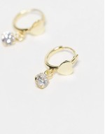 heart huggie earrings with cubic zirconia in gold plated