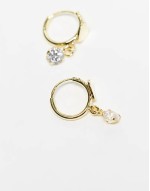 heart huggie earrings with cubic zirconia in gold plated