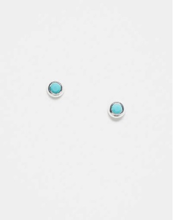 round stud earrings with turquoise in sterling silver