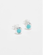 round stud earrings with turquoise in sterling silver