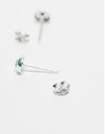 round stud earrings with turquoise in sterling silver