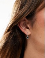 hoop earrings with black onyx charm in sterling silver