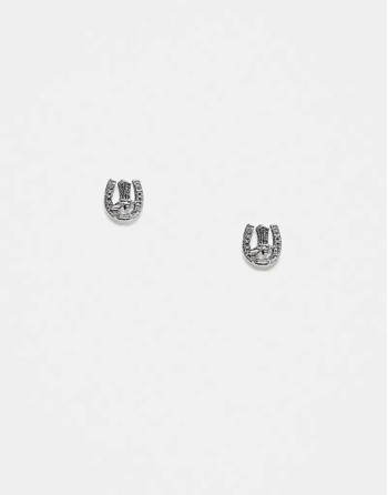 western horseshoe and boot stud earrings in sterling silver