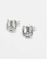 western horseshoe and boot stud earrings in sterling silver