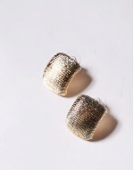 earrings in textured rounded square design in gold tone