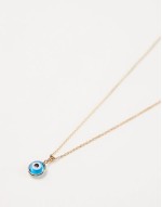 18ct gold plated evil eye glass pendant necklace