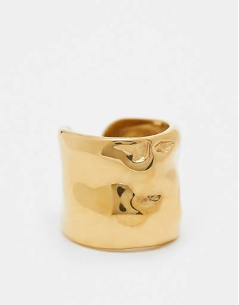 Neck on the Line molten stainless steel ring in gold plated