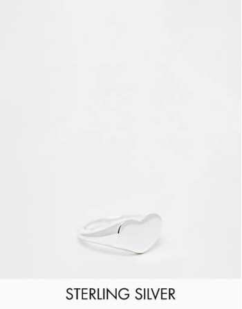 18k plated heart signet ring in silver