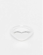 18k plated heart signet ring in silver