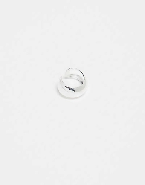 rounded chunky ear cuff in sterling silver
