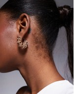 30mm hoop earrings with wrap around crystal detail in gold tone