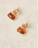 amber stone drop earrings in gold