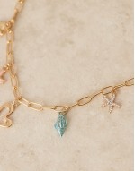 heart and coastal multicharm  necklace in gold