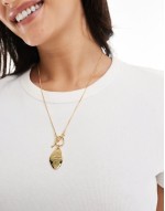 14k gold plated  necklace with T-bar and molten pendant