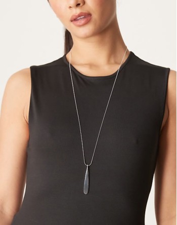 long length molten pendant necklace in silver