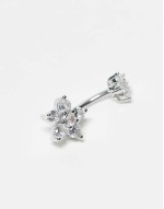 gem cluster belly bar in sterling silver
