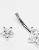 gem cluster belly bar in sterling silver