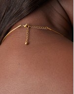Curve waterproof stainless steel necklace with wire and puff heart pendant design in gold tone