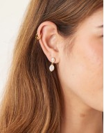 crystal double drop earrings in 18k gold plated