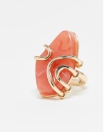 ring with faux semi precious pink stone in gold tone