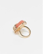 ring with faux semi precious pink stone in gold tone